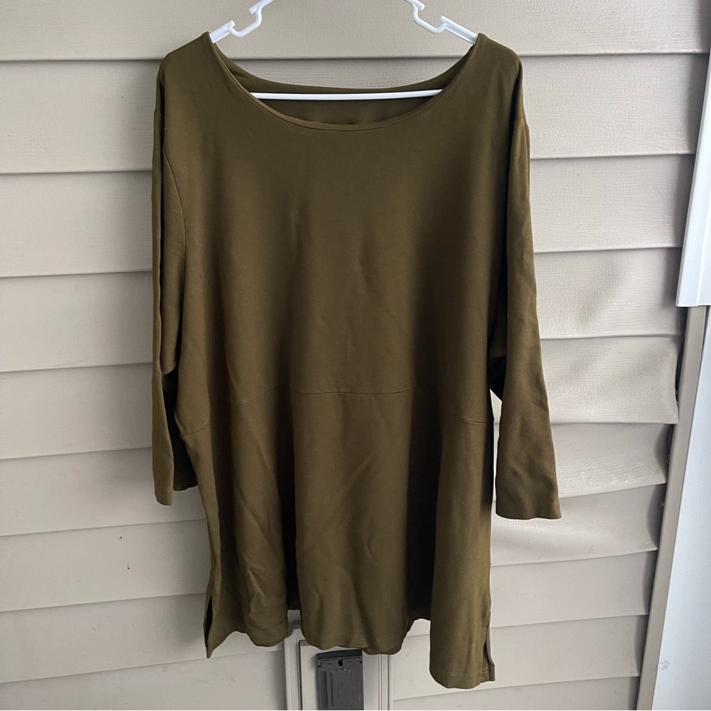 J.Jill Ponte‎ Tunic Women’s Size 3X Green Long Sleeve Mature Modest
